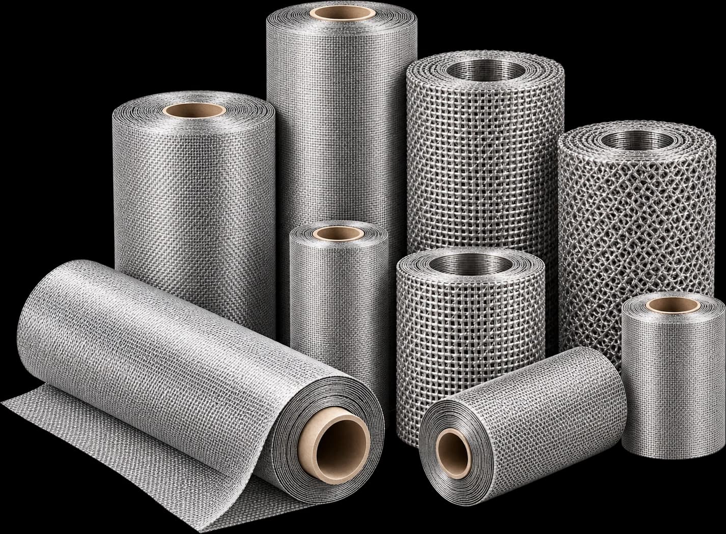 Rolls of woven metal mesh in different wire diameters and apertures