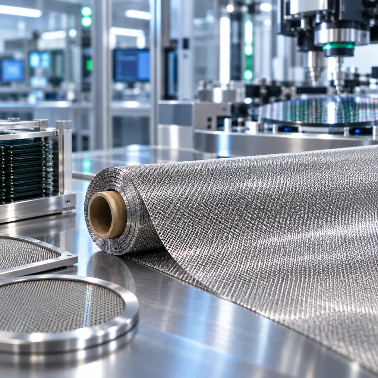 Illustration: Electronics manufacturing application for precision mesh